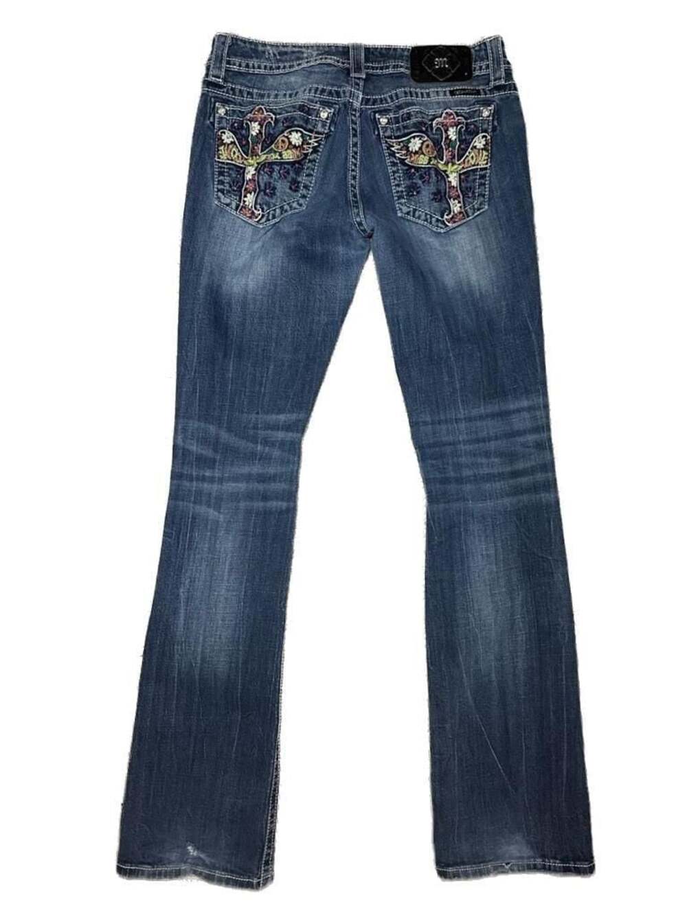 Miss Me Boot Cut Peace Love Floral Embroidered Jeans JP5727B5 Size 30 - Picture 2 of 4